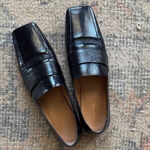 Mansur Gabriel black patent loafer